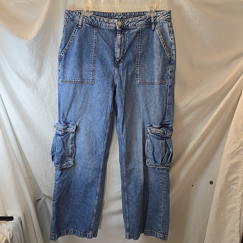 On 34th Cargo‎ Medium Wash Jeans Women's Size 14/32 Y2K 90s Vibes Festival